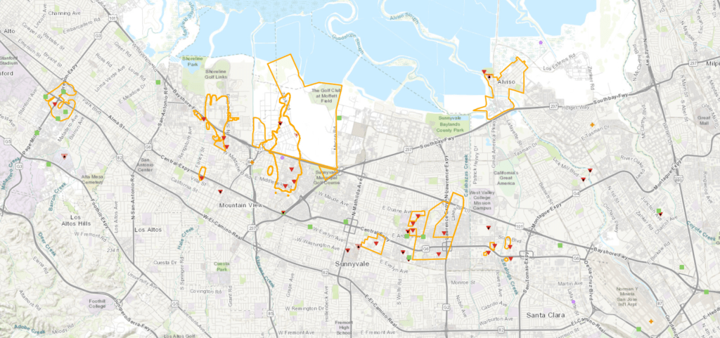 superfund map for sunnyvale, mountain view, santa clara